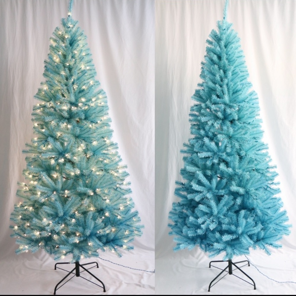 7.5ft Pre-Lit Blue Holiday Christmas Tree with